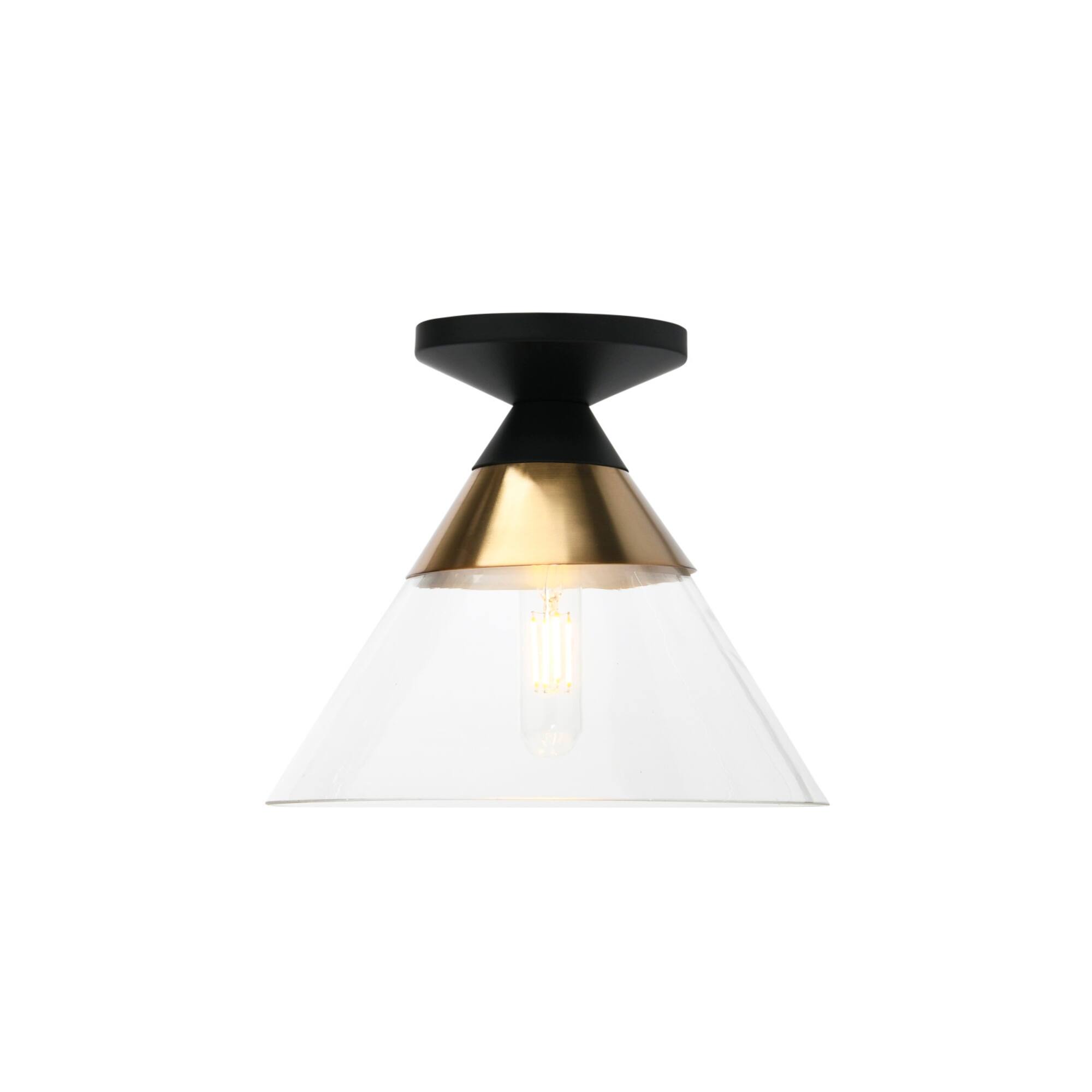 Hello Honey® Robert Stevenson Lighting Theo Metal & Conical Glass Flush Mount Ceiling Light